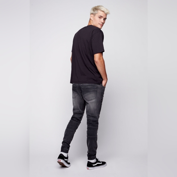 DNM.WRKS JACKSON - 5 Pocket Moto Pintuck Jogger - Dark Grey Wash - Picture 3 of 8